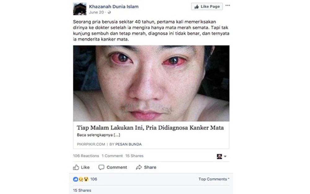 Hoax_kanker mata akibat cahaya ponsel.