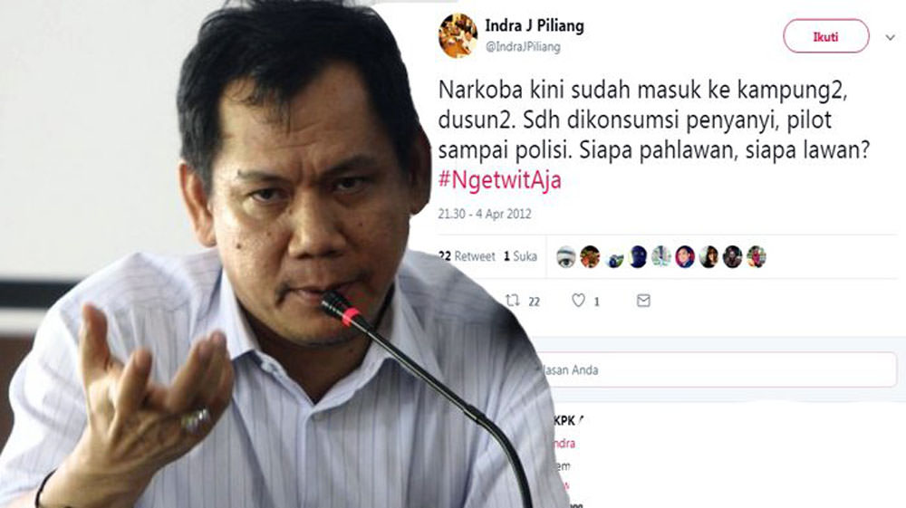 Politisi muda Partai Golkar, Indra Jaya Piliang, ditangkap karena mengonsumsi narkoba jenis sabu.