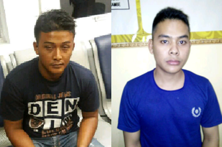 Irwan Robbi dan M Isnan Syamin, dua porter maskapai Lion Air yang ditangkap Polsek Beringin di Bandara KNIA, Rabu (13/9) malam, karena mereka mecuri Iphone 5S milik penumpang.