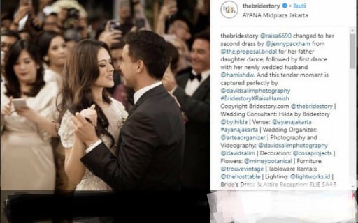 Raisa mengenakn gaun rancangan Jenny Pakhman dalam momen dansa.