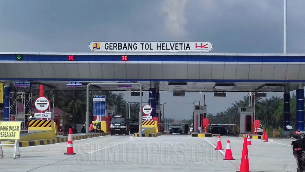 Foto: Teddy Akbari/Sumut POs Jalan tol Medan-Binjai, dengan pintu gerbang Helvetia akan bisa digunakan mulai awal Oktober.