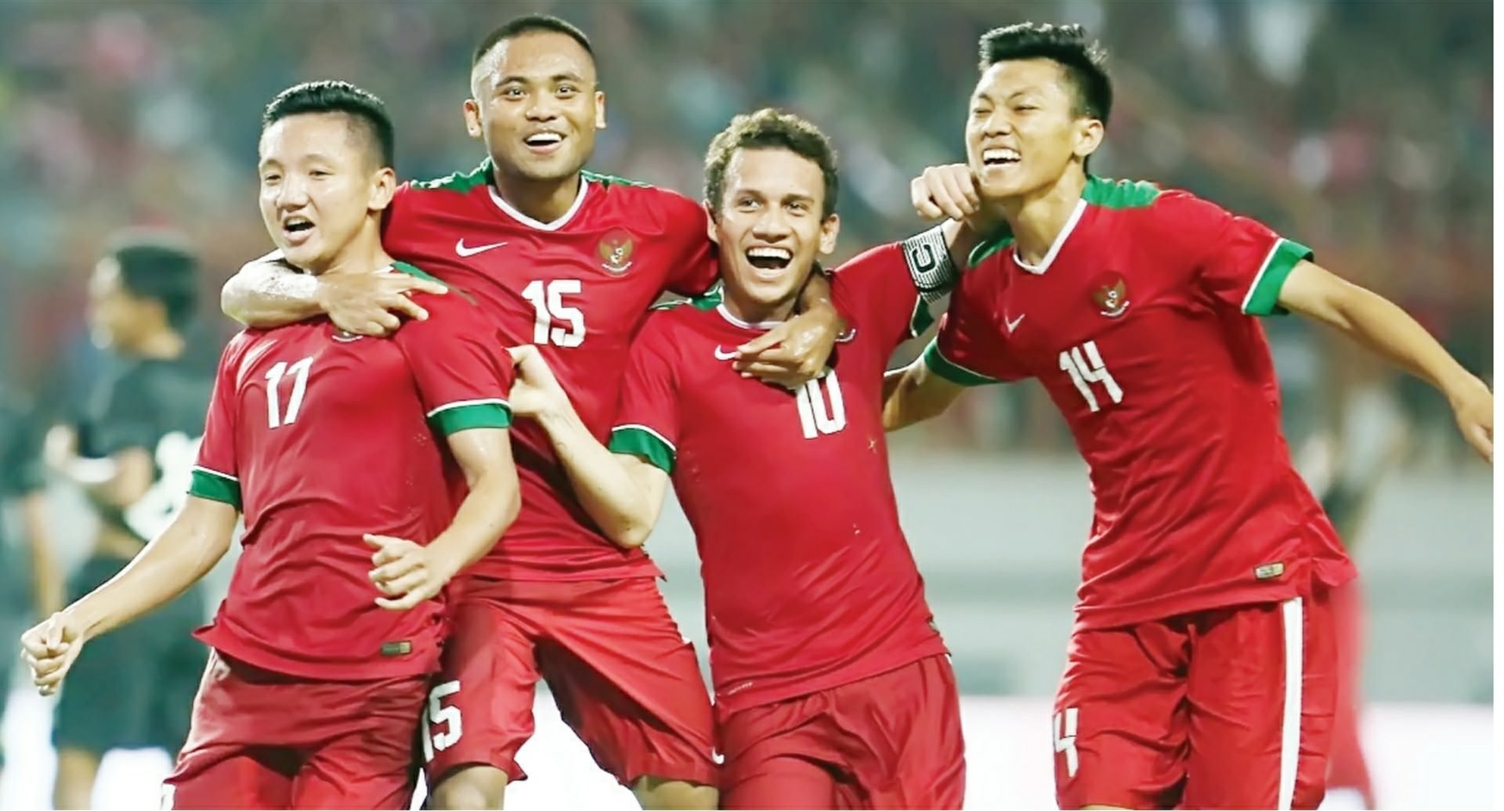 Foto: IMAM HUSEIN/JAWA POS/JPG SELEBRASI: Pemain Timnas Indonesia U-19 Syahrian Abimanyu, Saddil Ramdani, Egy Maulana Vikiri, dan Feby Eka Putra merayakan gol kedua ke gawang Thailand U-19 di Stadion Wibawa Mukti, Kabupaten Bekasi, Jawa Barat, Minggu (8/1
