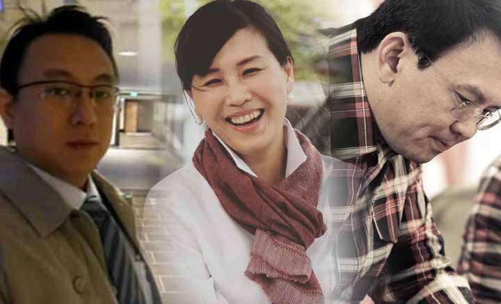 Basuki Tjahaja Purnama alias Ahok (kanan), istrinya Veronica Tan, dan Julianto Tio (kiri).