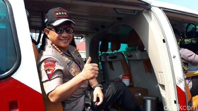 Kapolri memantau lalin dari heli. (Audrey Santoso/dtc)