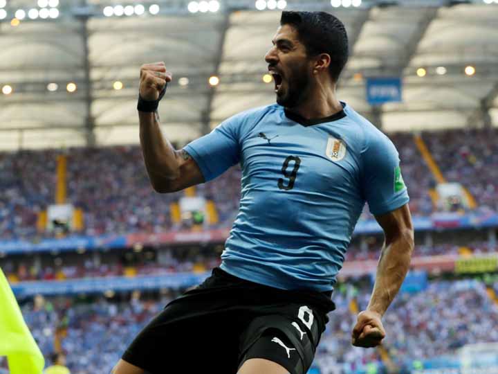 Luis Suarez mencetak gol tunggal Uruguay.