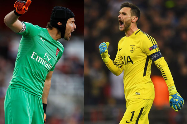 istimewa REBUT TIKET: Petr Cech dan Hugo Lloris siap mengamankan tiket semifinal Piala Liga Inggris, Kamis (20/12) dini hari.