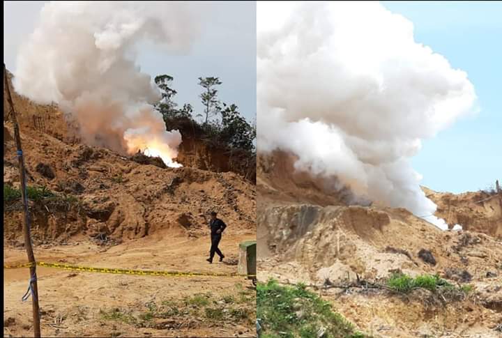 Tim Gegana meledakkan 3 kg bahan peledak milik terduga teroris, di Sibolga, Kamis (14/3/2019).