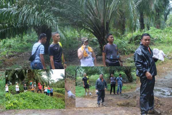 OLAHRAGA: Anggota Polres Sergai saat menggelar olahraga di lintasan perkebunan Sergai.