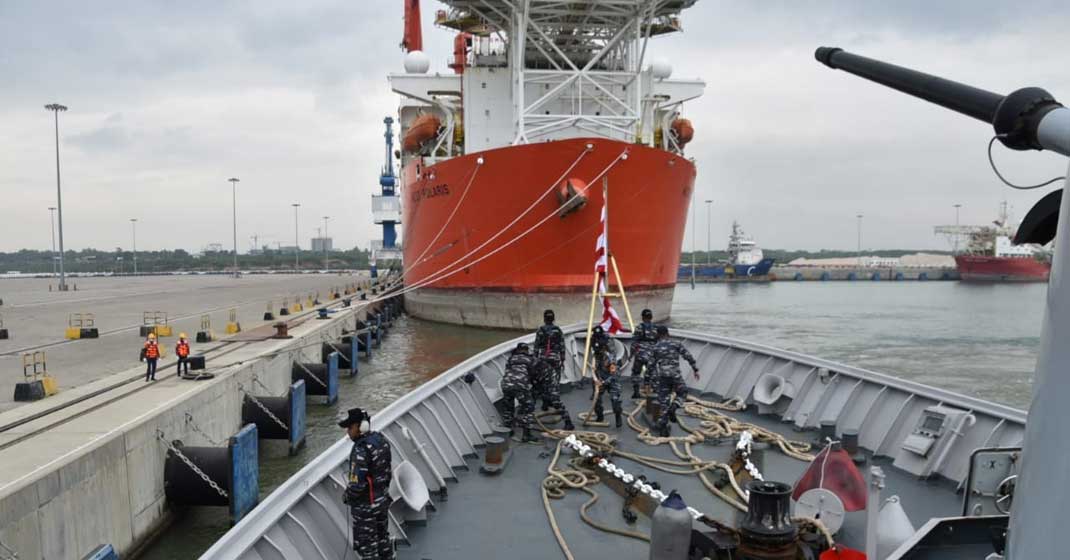 DILEPAS: KRI Bung Tomo-357 dilepas Dubes RI di Dermaga Hambantota, Sri Lanka, Sabtu (6/2).istimewa/sumu tpos.