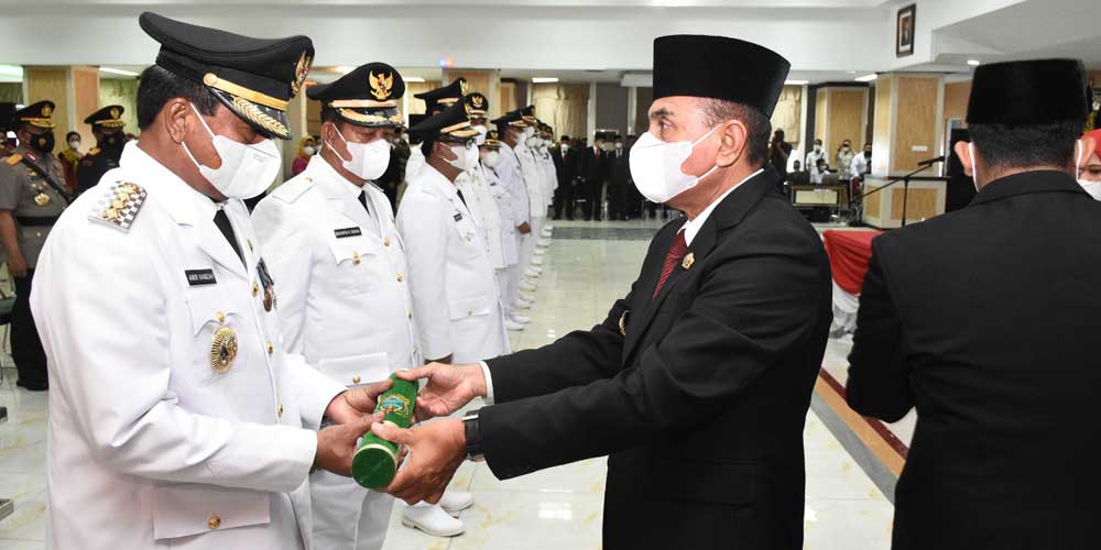 LANTIK: Gubsu Edy Rahmayadi melantik Amir Hamzah sebagai Wali Kota Binjai Definitif.