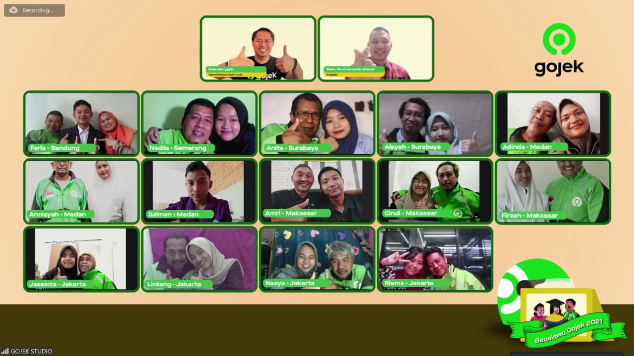 Gojek Swadaya kembali menghadirkan program beasiswa untuk anak mitra driver yang memasuki tahun kedua. Hingga saat ini, ada 24 penerima beasiswa dari 7 kota operasional Gojek di seluruh Indonesia.