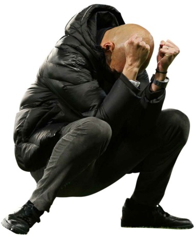 ADU STRATEGI Pep Guardiola kembali adu strategi dengan Thomas Tuchel saat Manchester City menjamu Chelsea di Etihad Stadium, Sabtu (15/1) malam WIB.