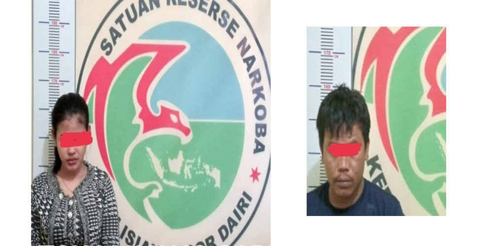 TANGKAP: Dua tersangka yang ditangkap Satresnarkoba Polres Dairi saat pesta narkoba bersama diduga oknum Sabhara Polres Pakpak Bharat disalah satu cafe di Sidikalang, Minggu (2/1).istimewa/sumut pos.