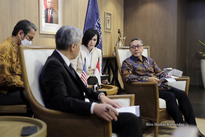 Menteri Perdagangan RI, Zulkifli Hasan menerima kunjungan Duta Besar Amerika Serikat (AS) Jakarta, Sung Kim di Kantor Kementerian Perdagangan, Jakarta, Selasa (28 Juni 2022).