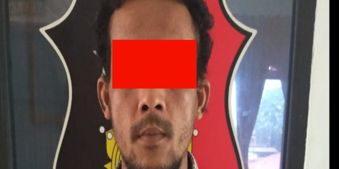 TERSANGKA: Pelaku berinisial I, menjadi tersangka pencabulan anak tiri dan ditahan di Polres Asahan.