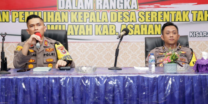 PIMPIN: Kapolres Asahan AKBP Roman Smaradhana Elhaj, pelaksanaan kegiatan Latihan Pra Operasi Mantap Huta Toba 2022, di Lantai 2 Aula Wirasatya Polres Asahan, Minggu(4/9).DARMAWAN/SUMUT POS.