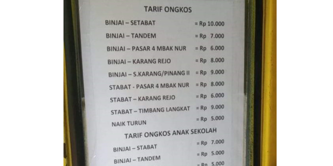 Tarif baru: Tarif angkot dilakukan penyesuaian oleh sopir usai pemerintah menaikan harga BBM.Istimewa/Sumut Pos.