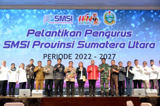 Gubernur Sumut, Edy Rahmayadi menghadiri Pelantikan SMSI Sumut dan Silaturahmi nasional SMSI.(Ist/Sumut Pos)