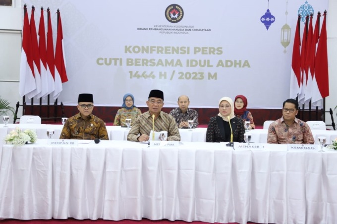 TEMU PERS: Suasana konferensi pers cuti bersama Idul Adha 1444 H di Kantor Kemenko PMK, Kamis (22/6) - istimewa/sumutpos.