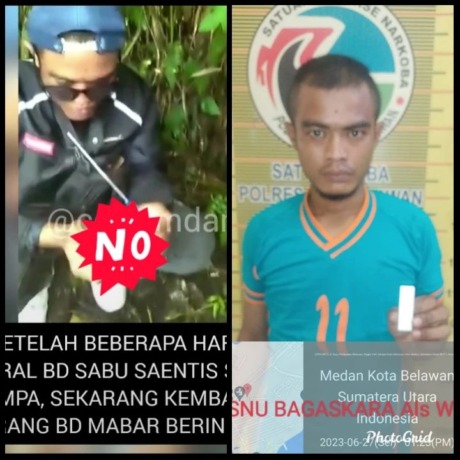 TANGKAP: Sat Narkoba Polres Pelabuhan Belawan saat menangkap pemakai sabu yang sempat viral.
