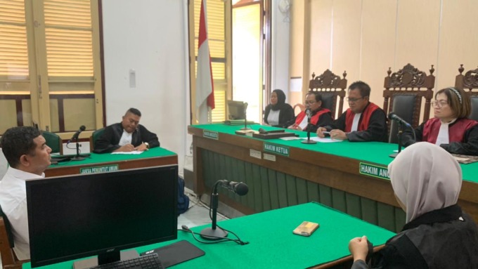 VONIS: Majelis hakim membacakan putusan terhadap AKP Hafis Paesal Lubis, terdakwa kasus penggelapan uang koperasi, Rabu (11/10/2023).