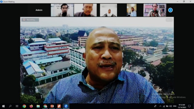 WEBINAR: Wakil Rektor III UMN Al-Washliyah Dr Samsul Bahri MSi pada Webinar Refleksi Akhir Tahun 2023, Kamis (14/12).ISTIMEWA.