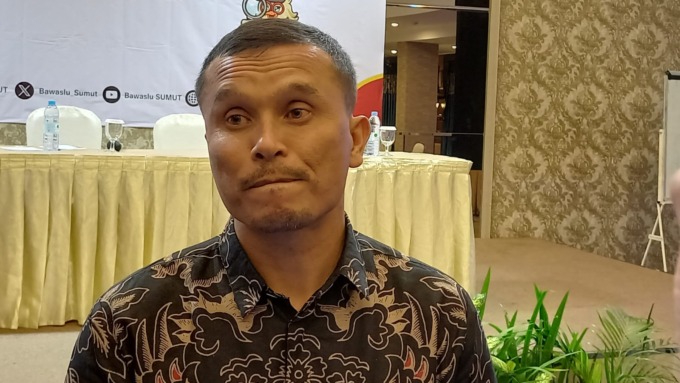 Koordinator Divisi Hubungan Masyarakat, Data, dan Informasi Bawaslu Sumut, Saut Boangmanalu.(BAGUS SYAHPUTRA/SUMUT POS)