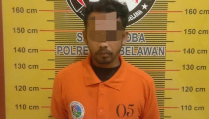 Tersangka tindak pidana narkoba di Kelurahan Terjun, Medan Marelan, yang diringkus Polisi, Rabu, (31/1/2024).