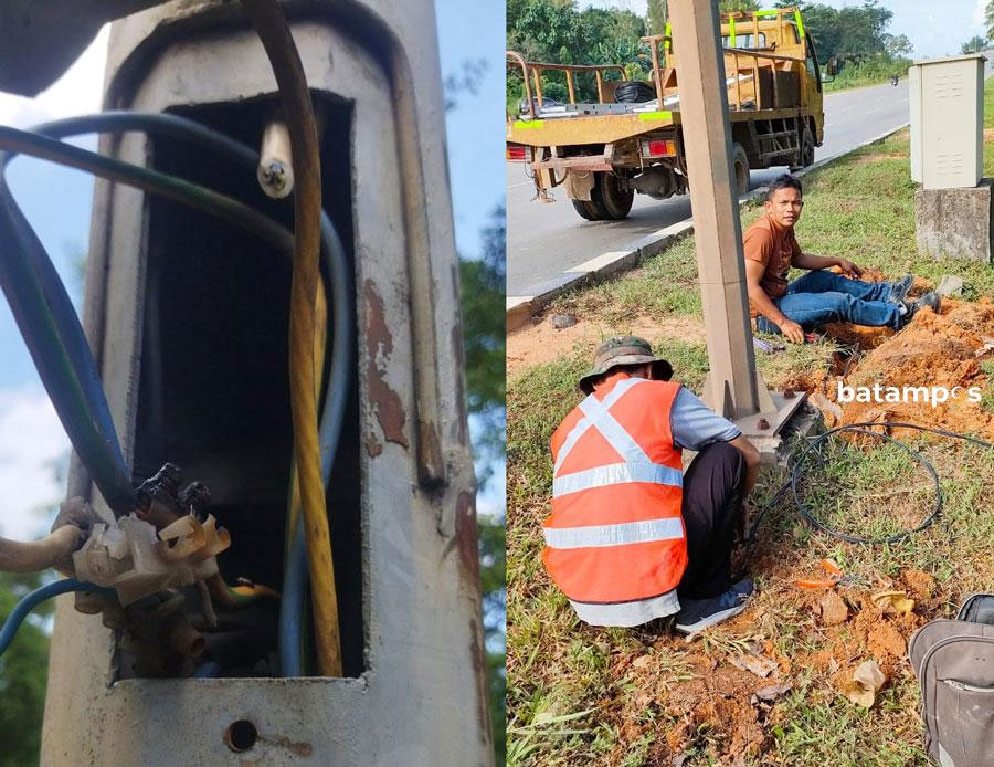 Kabel penerangan jalan umum di Batam banyak dicuri.