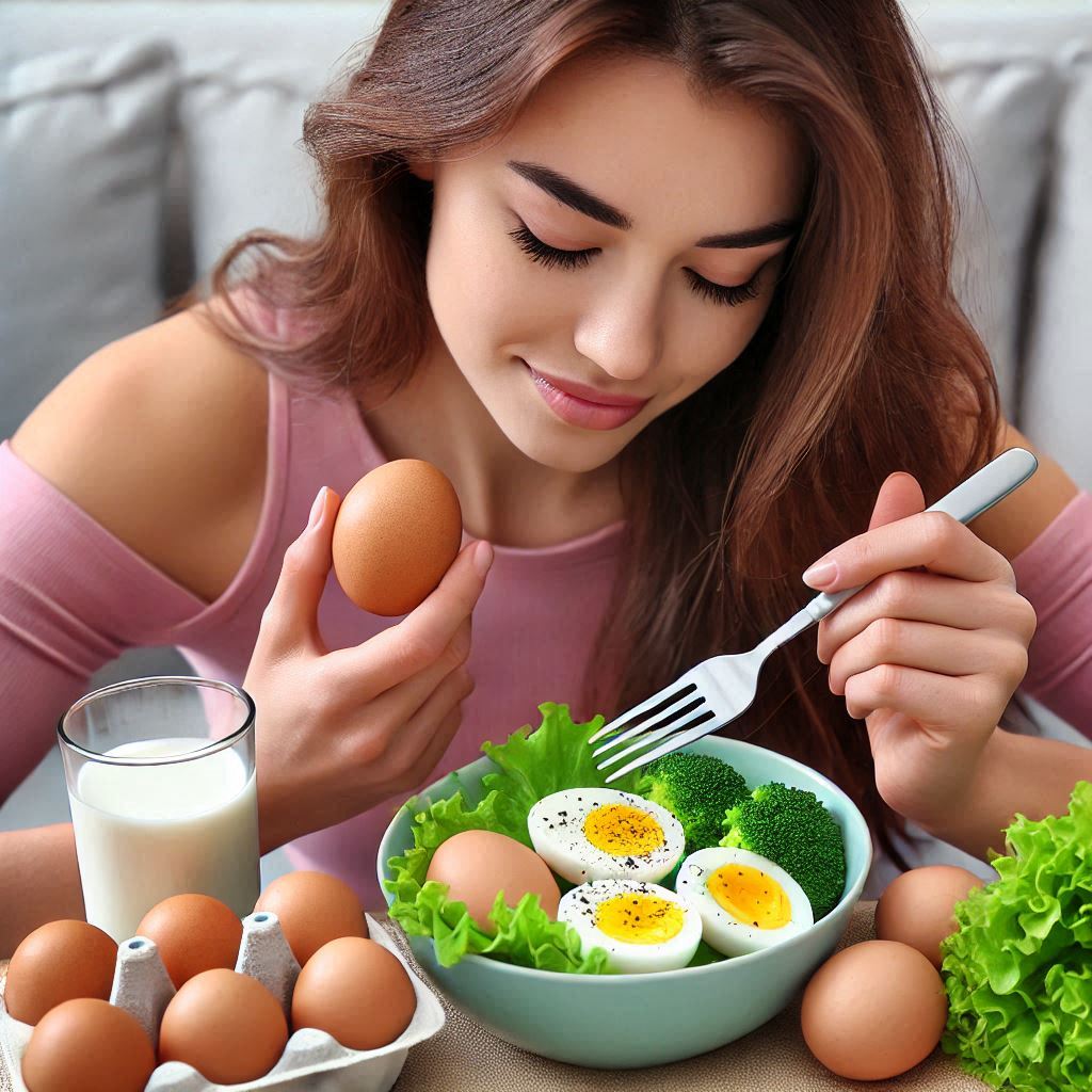 ILUSTRSI mengonsumsi telur di pagi hari.