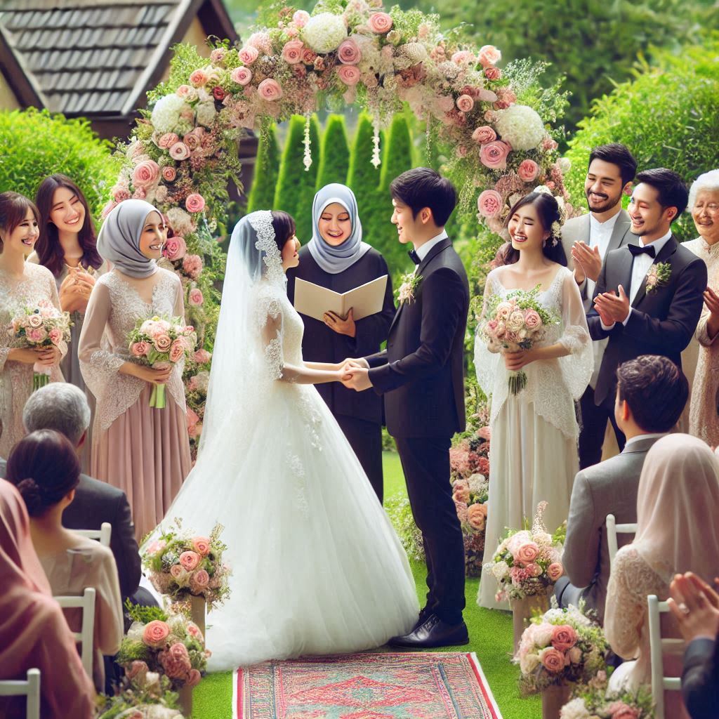 ILUSTRASI pernikahan bahagia.