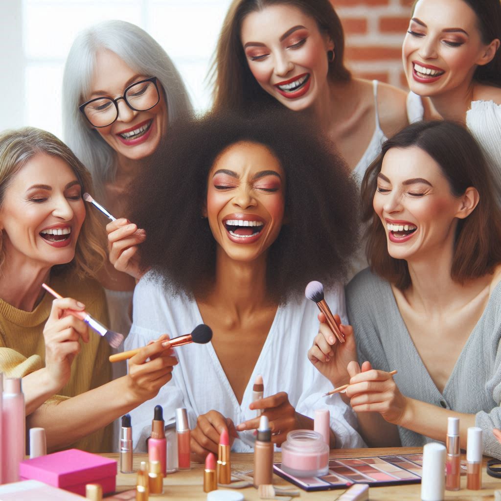 ILUSTRASI. Sejumlah Perempuan melakukan makeup bersama. Kesalahan pengaplikasian bisa membuat wajah terlihat tua.