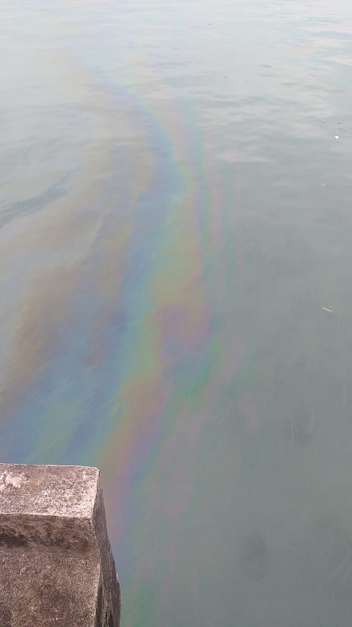 Tumpahan minyak di perairan Tanjunguban, Bintan, Selasa (29/4/2025) sore.