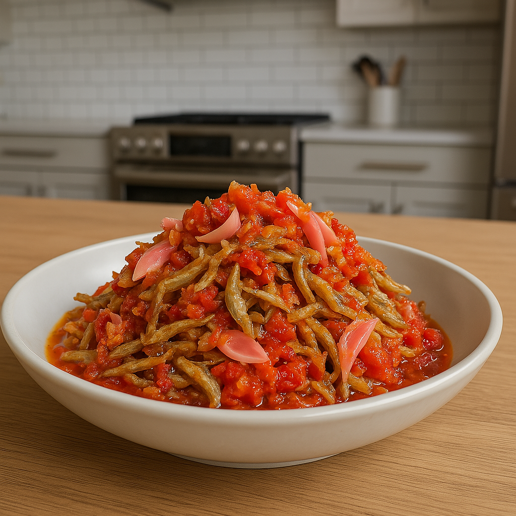 ILUSTRASI sambal teri dengan campuran kecombrang.