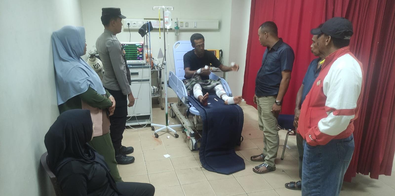 Mahyudin, korban yang selamat dari serangan buaya masih dirawat di RSUD Raja Ahmad Tabib (RAT) Tanjungpinang, Senin (26/5/2025) malam.