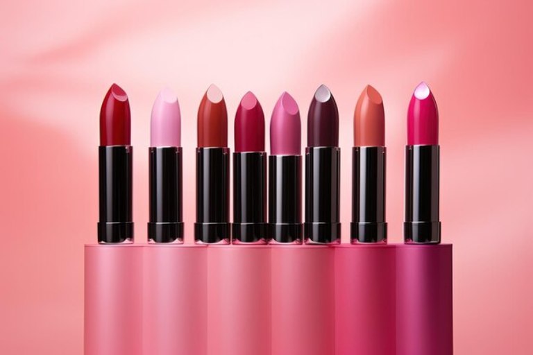 ILUSTRASI. Lipstik dengan berbagai warna cerah.