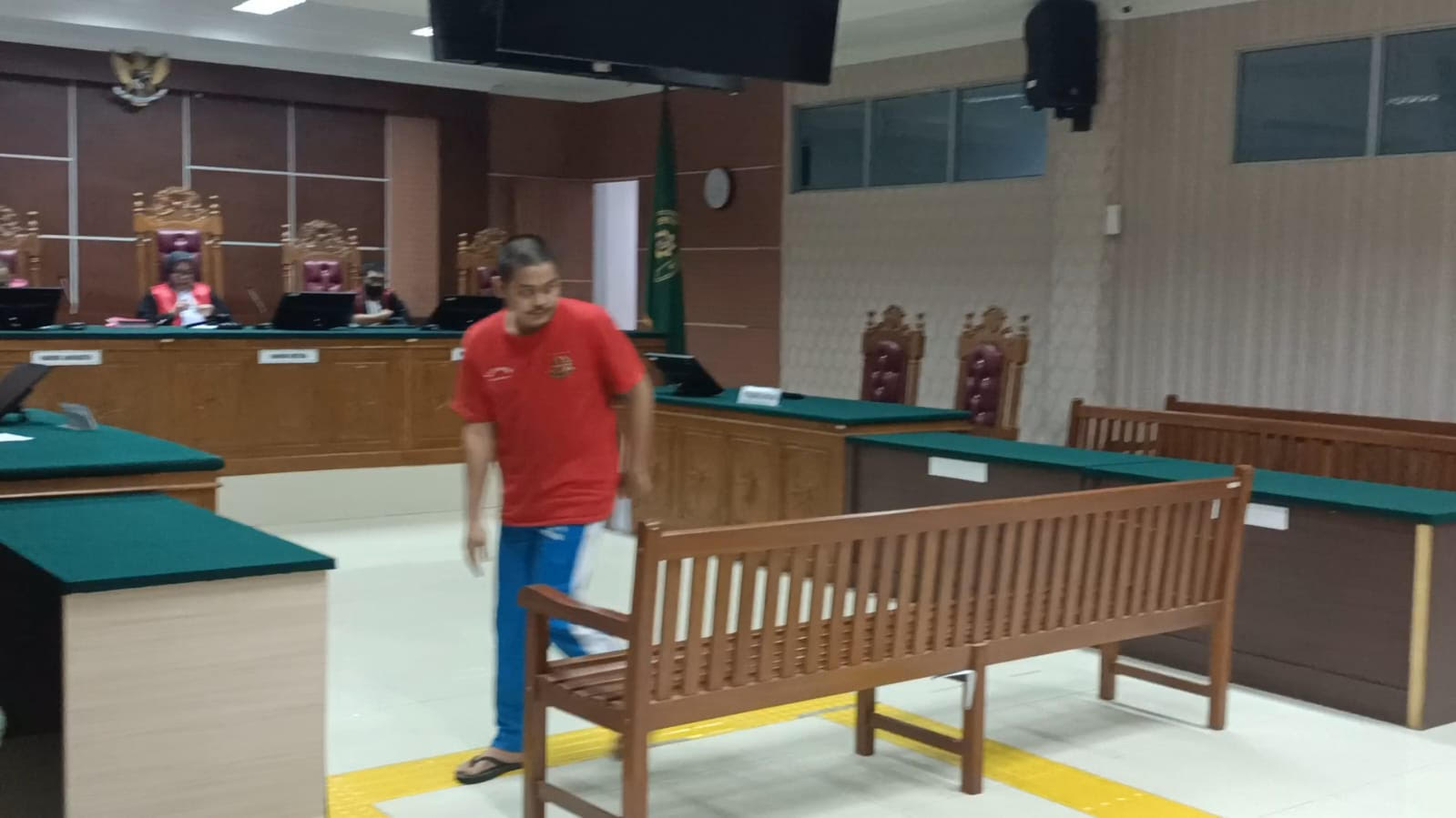 Terdakwa Kendri Wahyudi  Setelah Menjalani Proses Persidangan di Pengadilan Negeri Batam beberapa waktu lalu.