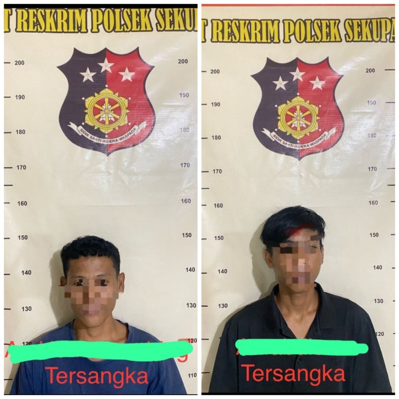 Dua pelaku pencurian motor yang diamakan di Kantor Polsek Sekupang, Batam.
