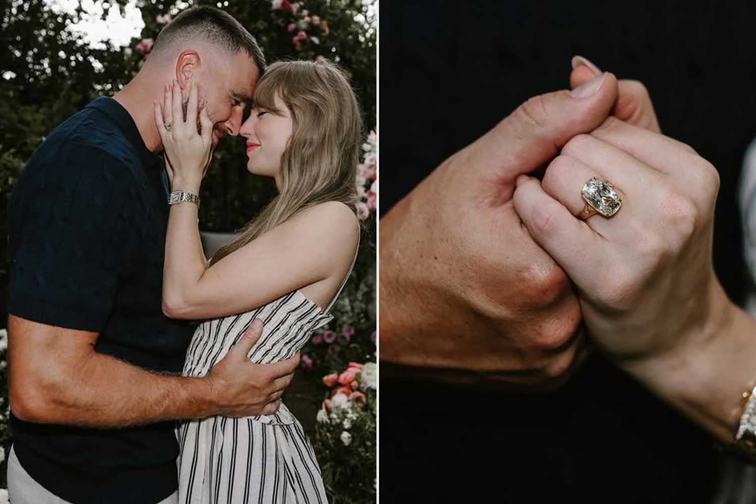 TAYLOR Swift bertunangan dengan Travis Kelce yang ditandai dengan cincin Berlian tersemat di jarinya.