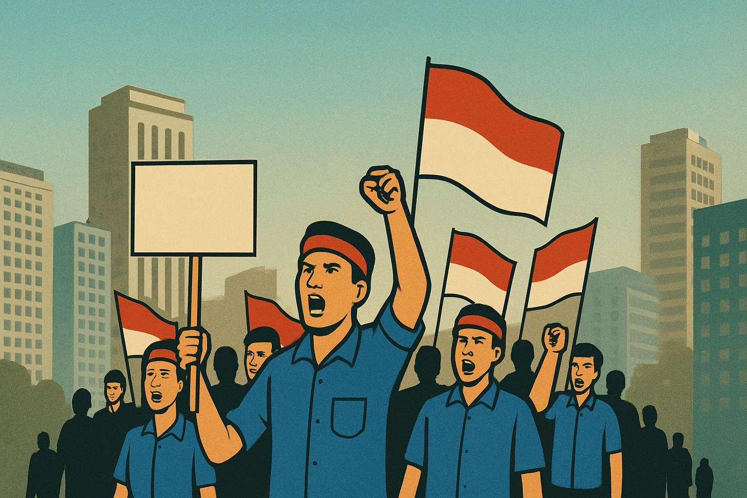 Ilustrasi demo buruh.