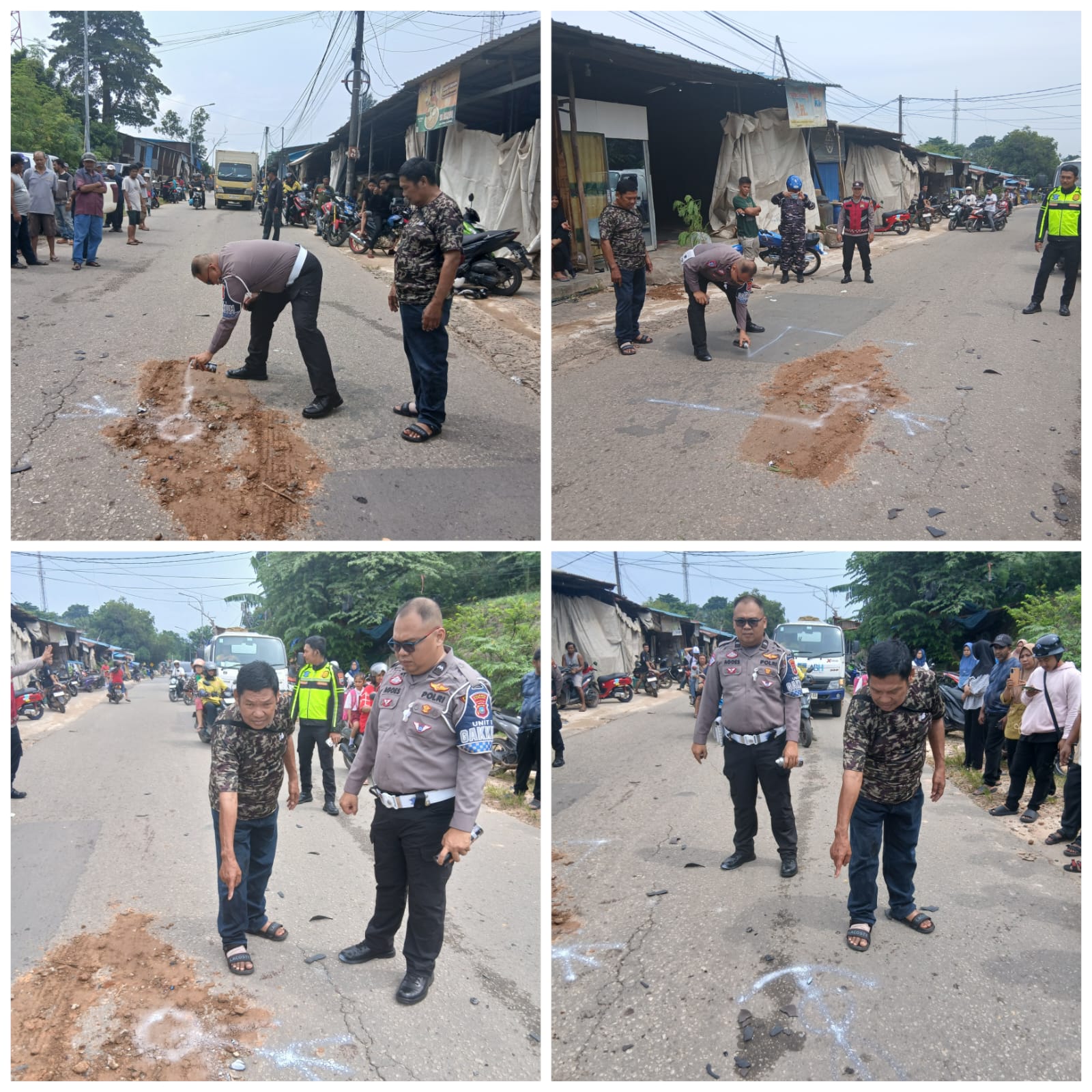 Polisi melakukan olah TKP kecelakaan di Sengkuang.