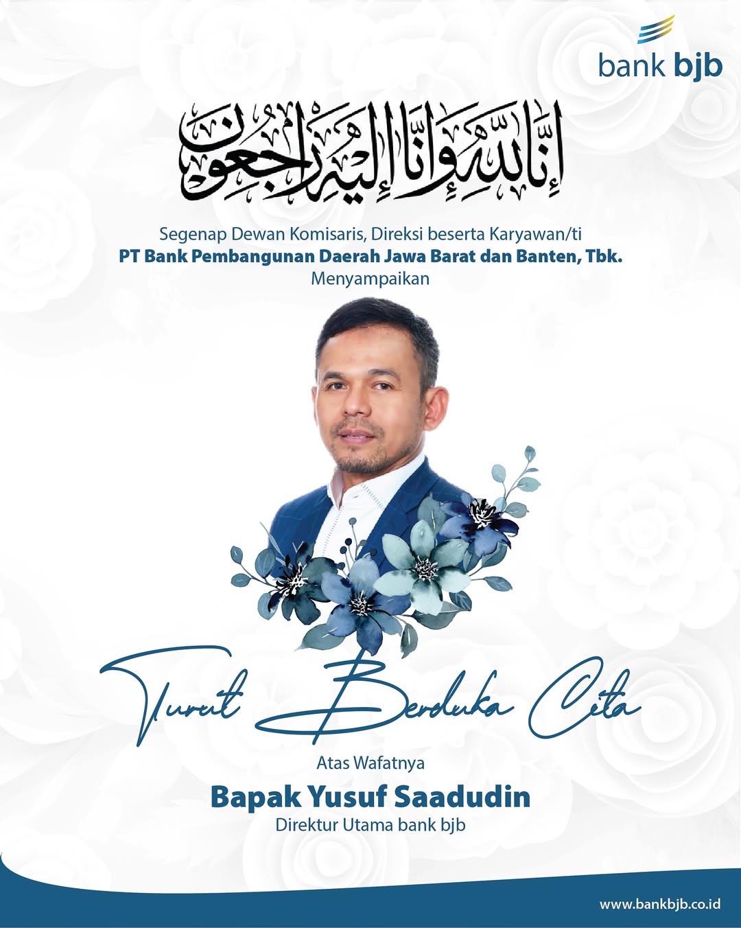 Dirut Bank BJB Yusuf Saadudin meninggal dunia pada Kamis (14/11).