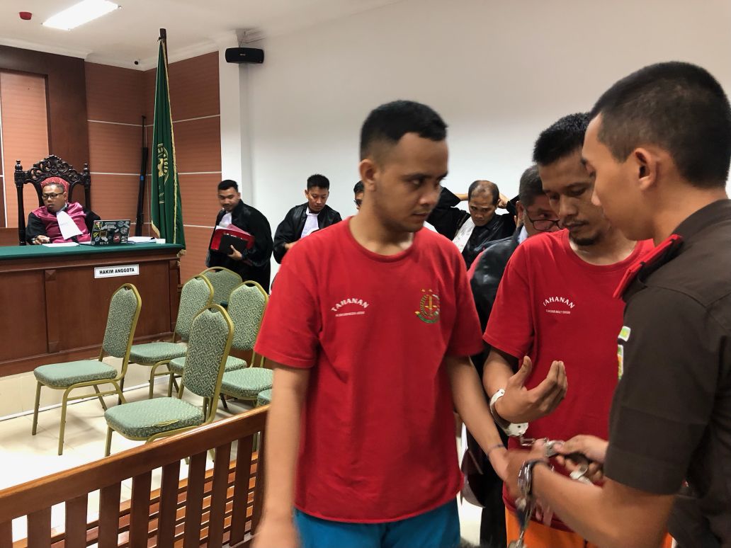 Para tersangka kasus liquid narkoba di PN  Batam.