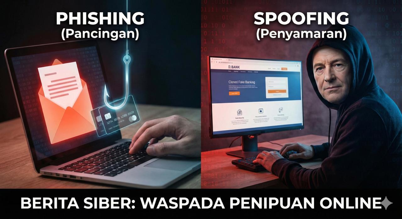 ILUSTRASI modus kejahatan siber, phishing dan spoofing yang perlu diwalpadai.