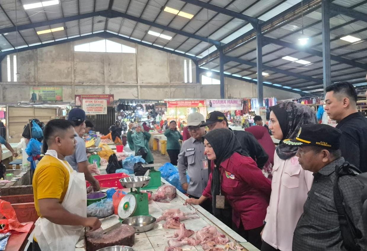 Satgas Pangan saat mengecek harga bahan pokok di Pasar Bincen Tanjungpinang, Kamis (11/12).