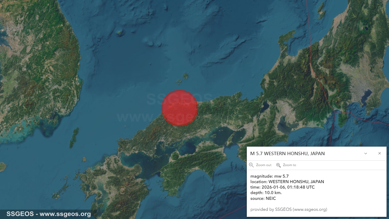 Gempa Jepang dengan 6.4 SR magnitudo pada Selasa (6/1).