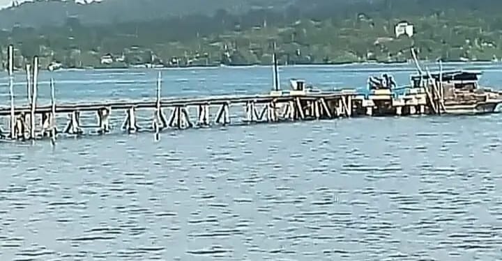 Kapal diduga bermuatan kayu ilegal kini diamankan di dermaga Satpolairud Polres Lingga. F. Istimewa