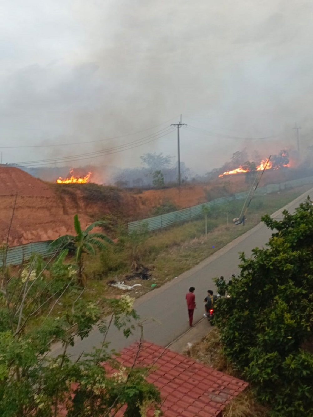 Kebakaran lahan pada Kamis (12/2) sekitar pukul 18.00 WIB di kawasan Batam Kota. Api melahap lahan kosong yang berada tepat di depan Perumahan Bukit Raya. F. M. Sya