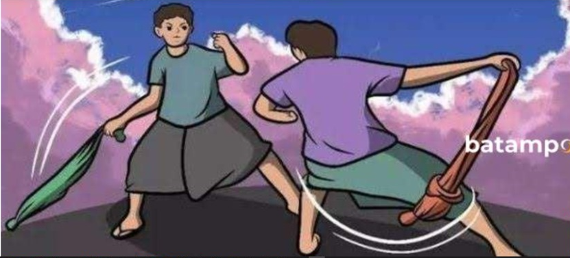 Ilustrasi perang sarung. F. Istimewa