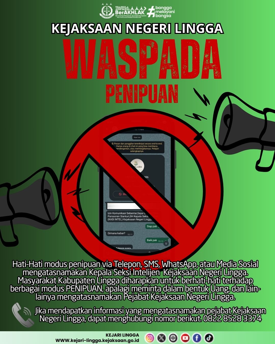 ILUSTRASI penipuan yang mengatasnamakan Pejabat di Lingga. F Ist